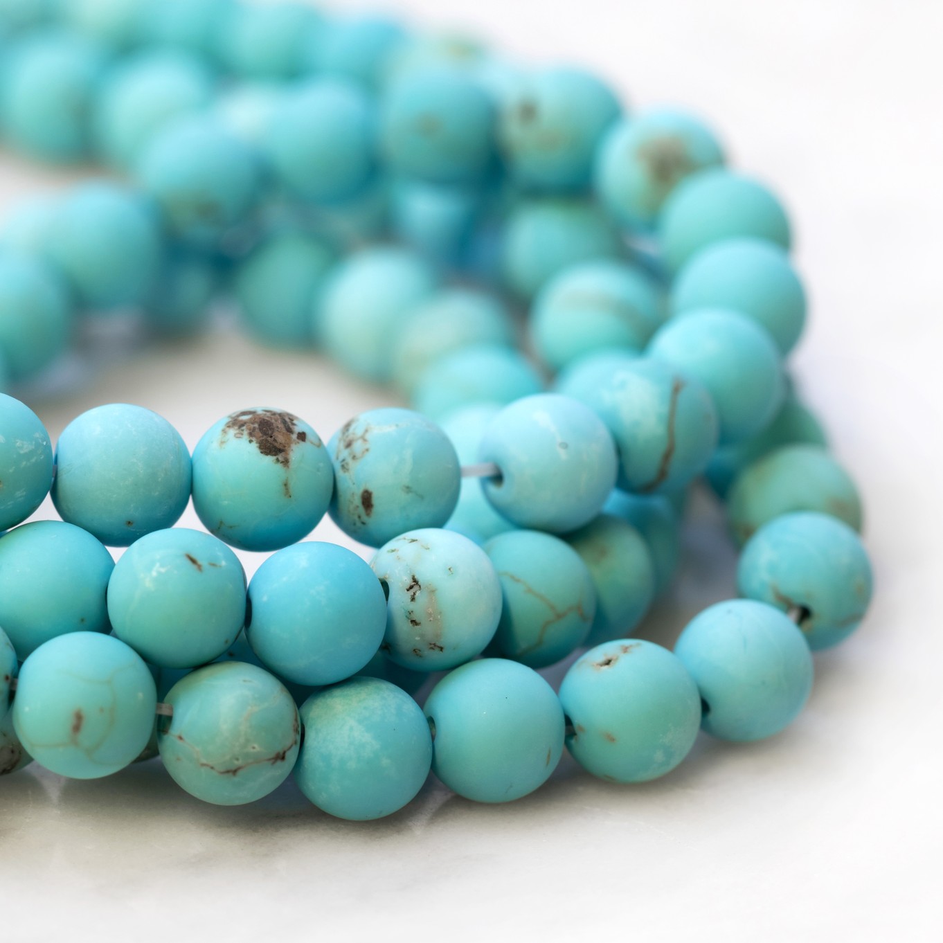 Matt Turquoise Magnesite Round Beads - Various sizes