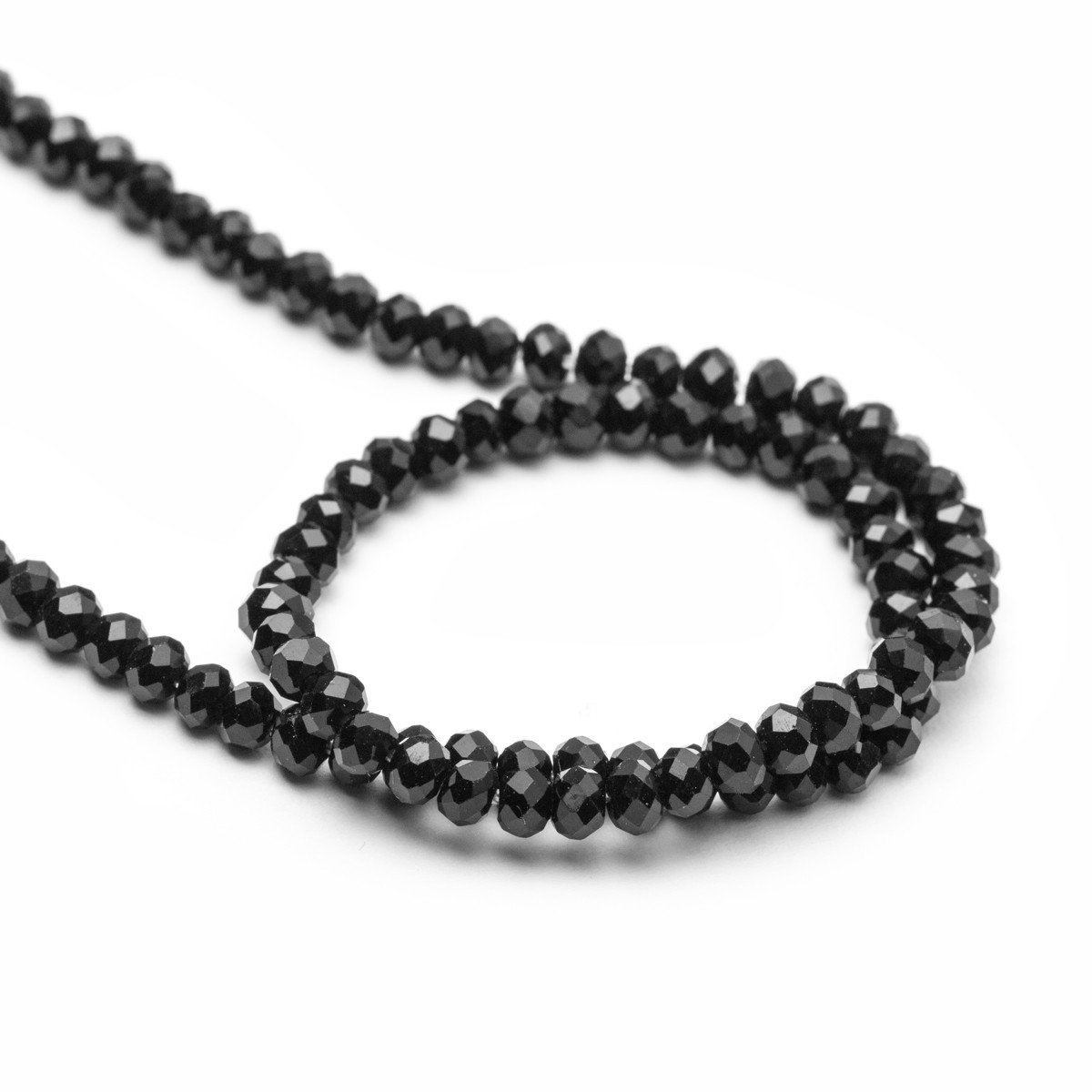 Black Onyx Faceted Rondelle Beads - Approx 4x2mm