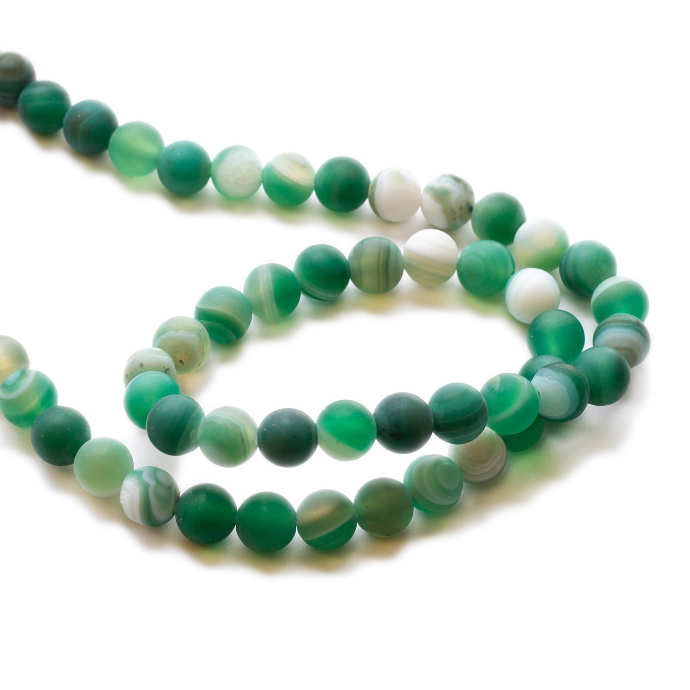 Green Agate Frosted Banded Round Beads, Approx 6mm