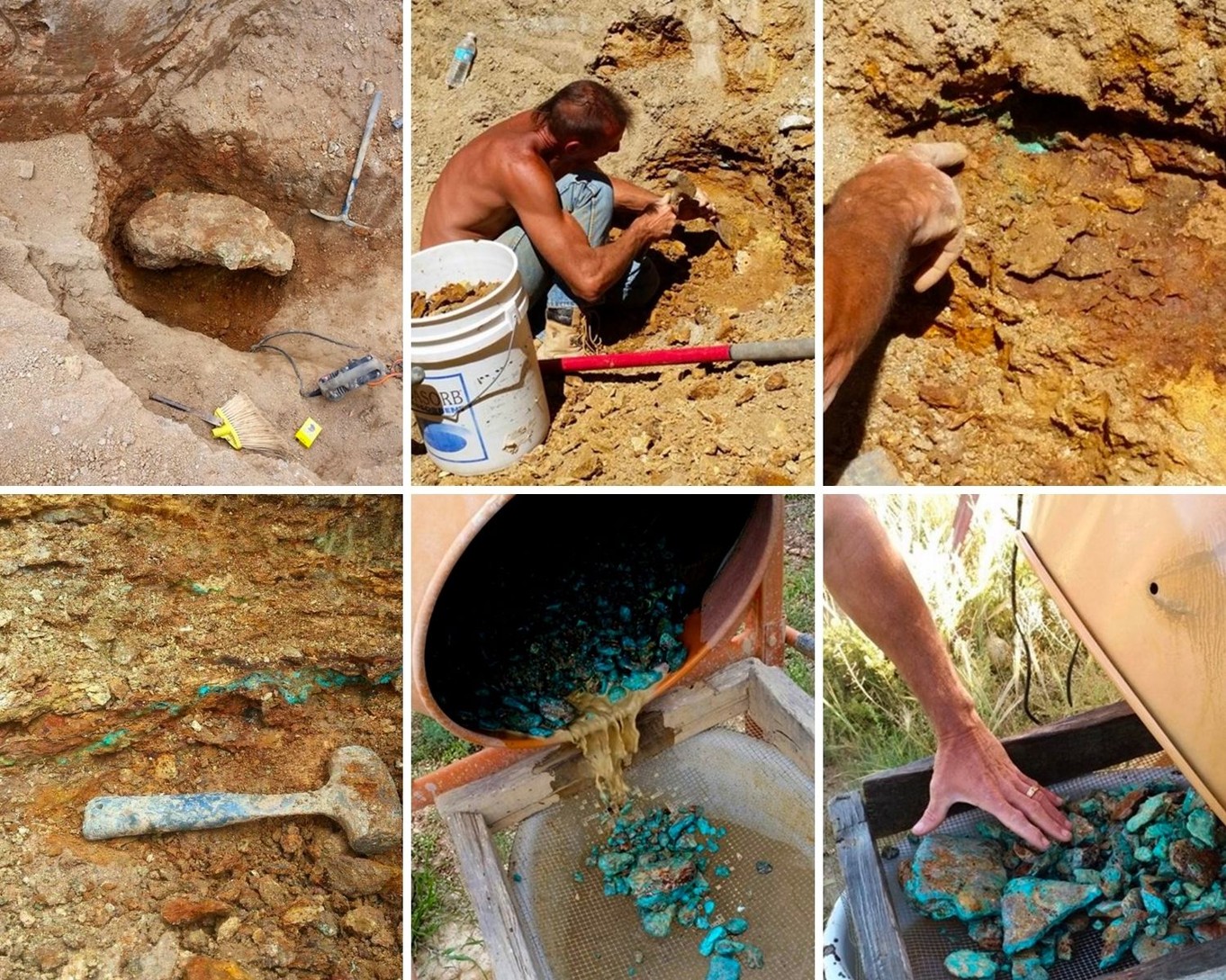 Untreated natural turquoise mining