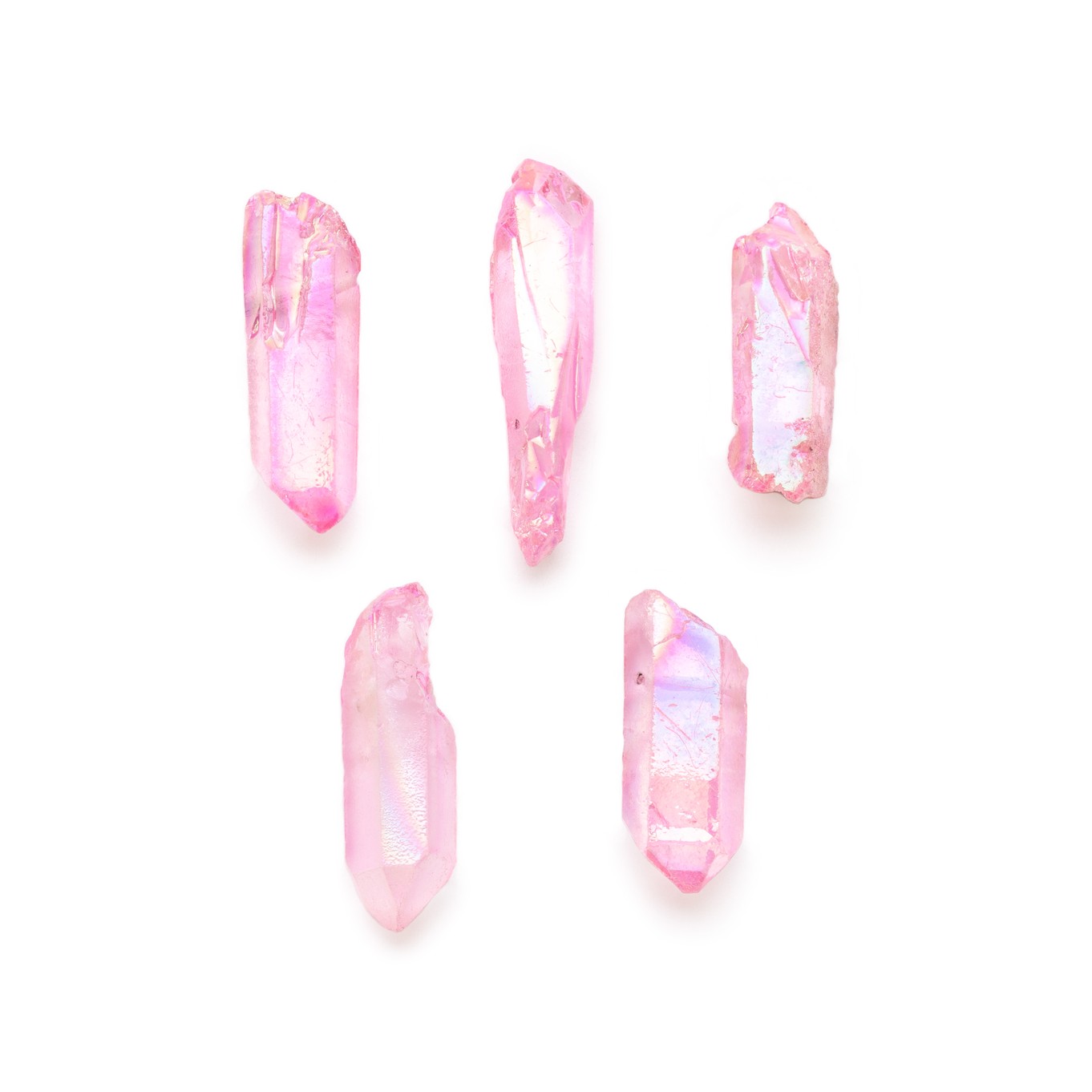 Mystic Pink Quartz Crystal Point Beads, Pack of 10