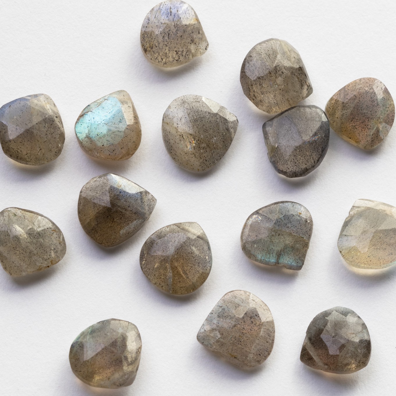 Labradorite Faceted Heart Briolette Beads - Approx From 8mm