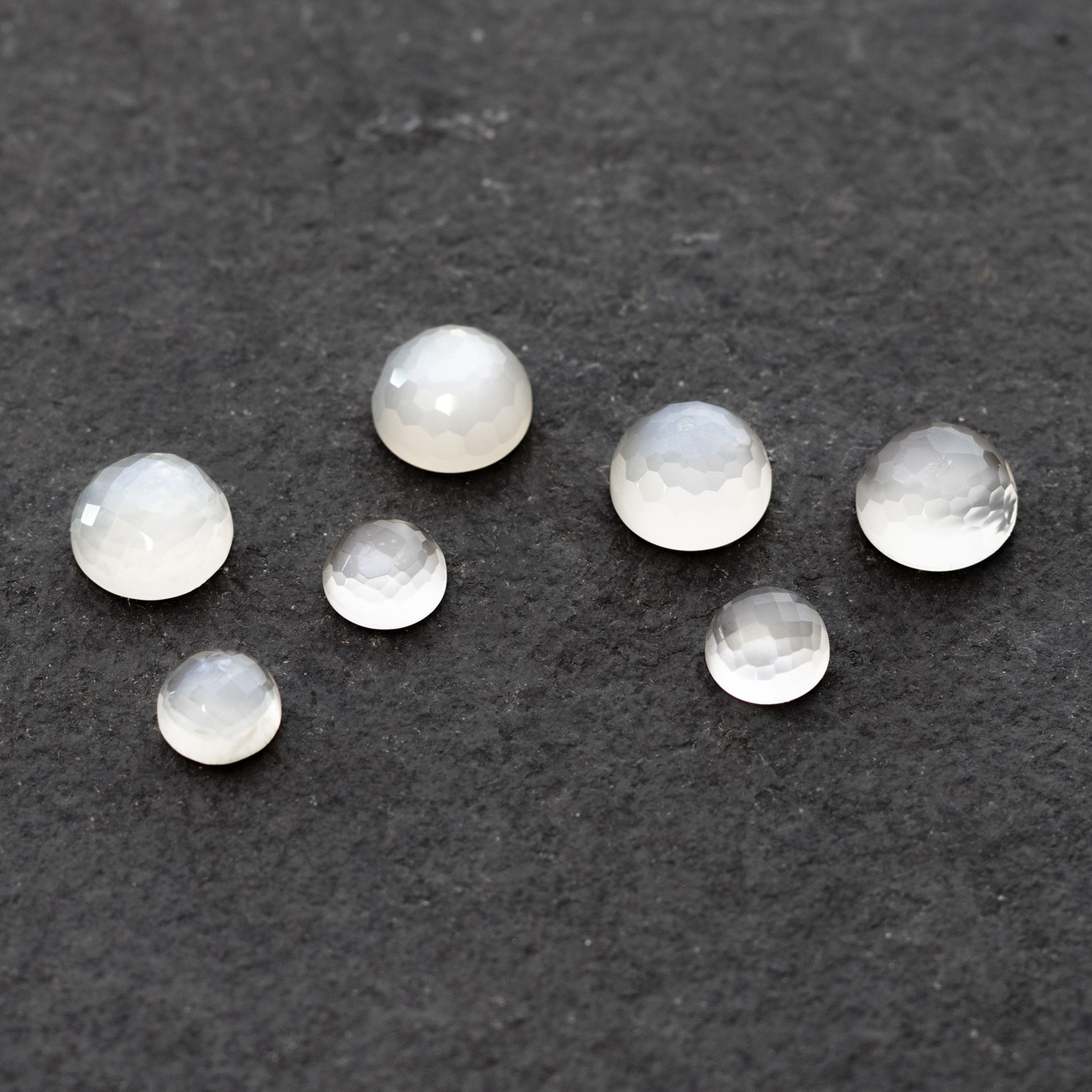 White Moonstone Checker Cut Cabochons