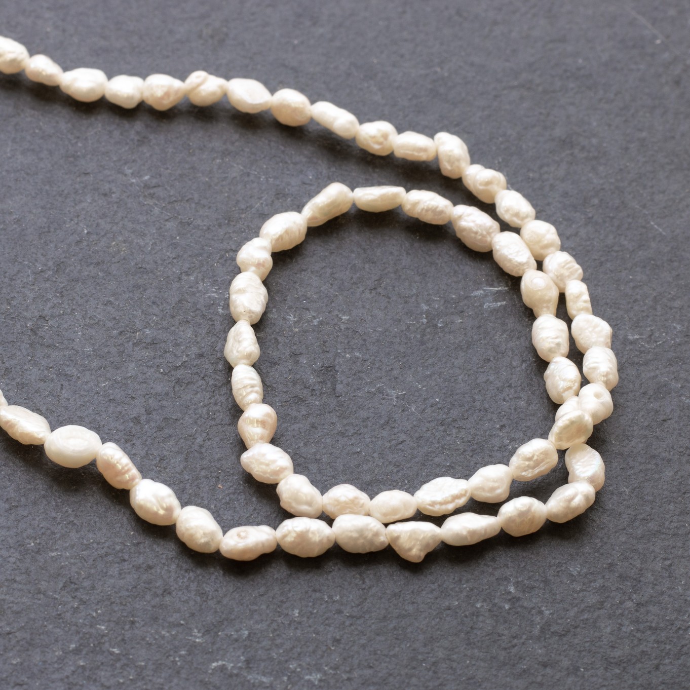 Cultured Freshwater Rice Shaped Rustic Cream Pearls - Approx From 4mm