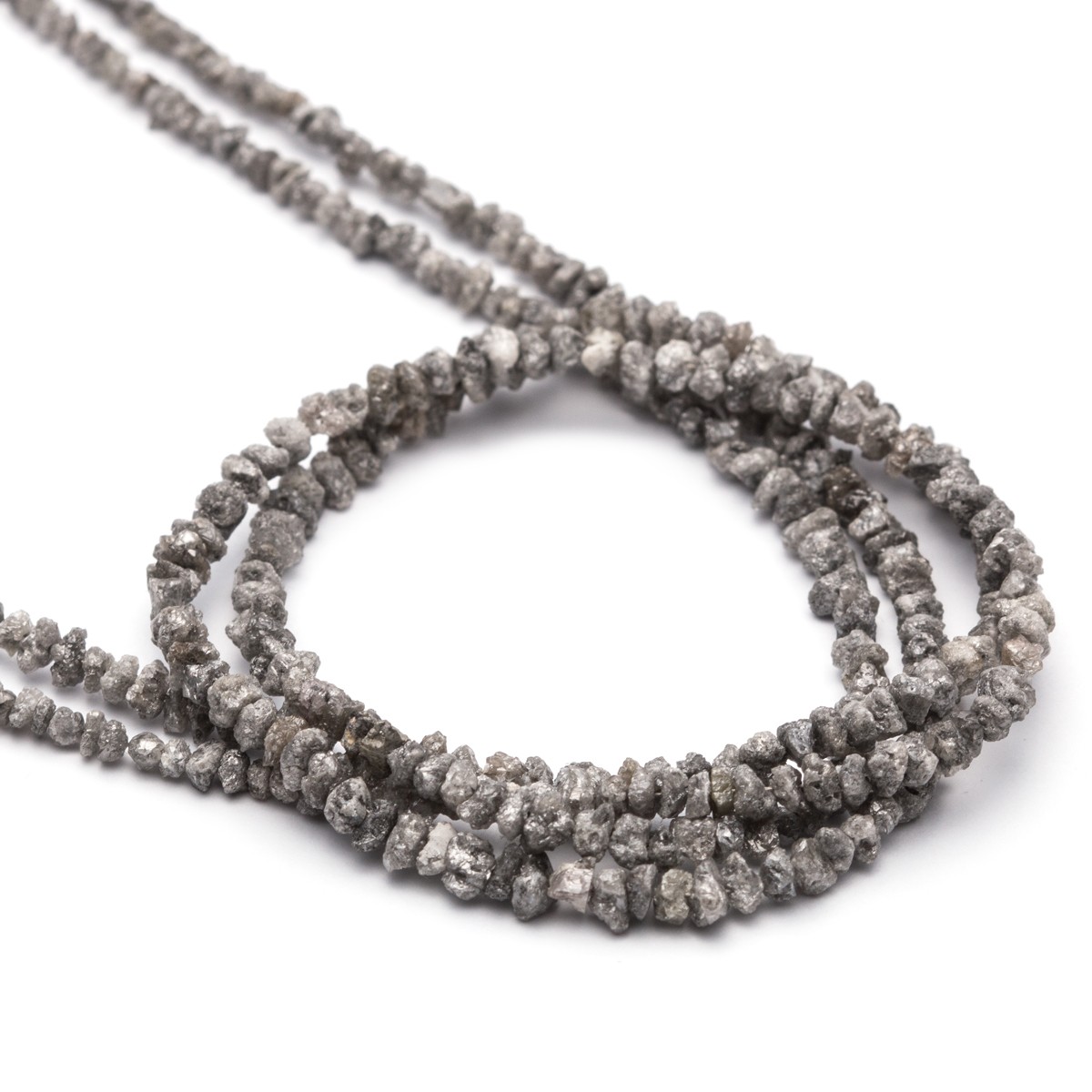 Silver Grey Diamond Natural Rough Nugget Beads - Various lengths