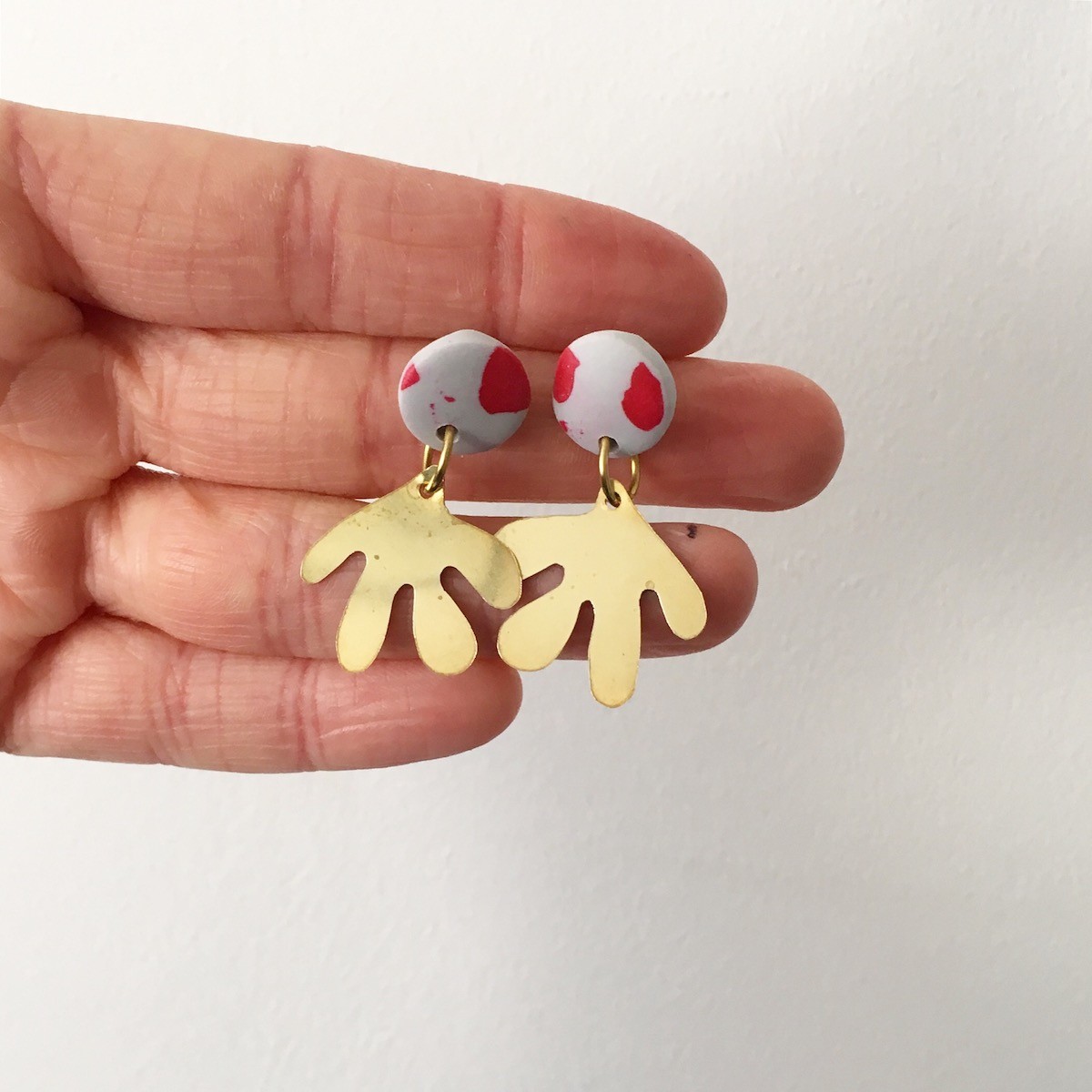 brass & polymer clay earrings