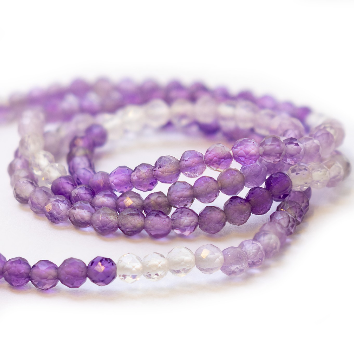 Amethyst Ombre Faceted Round Beads - Approx 2mm