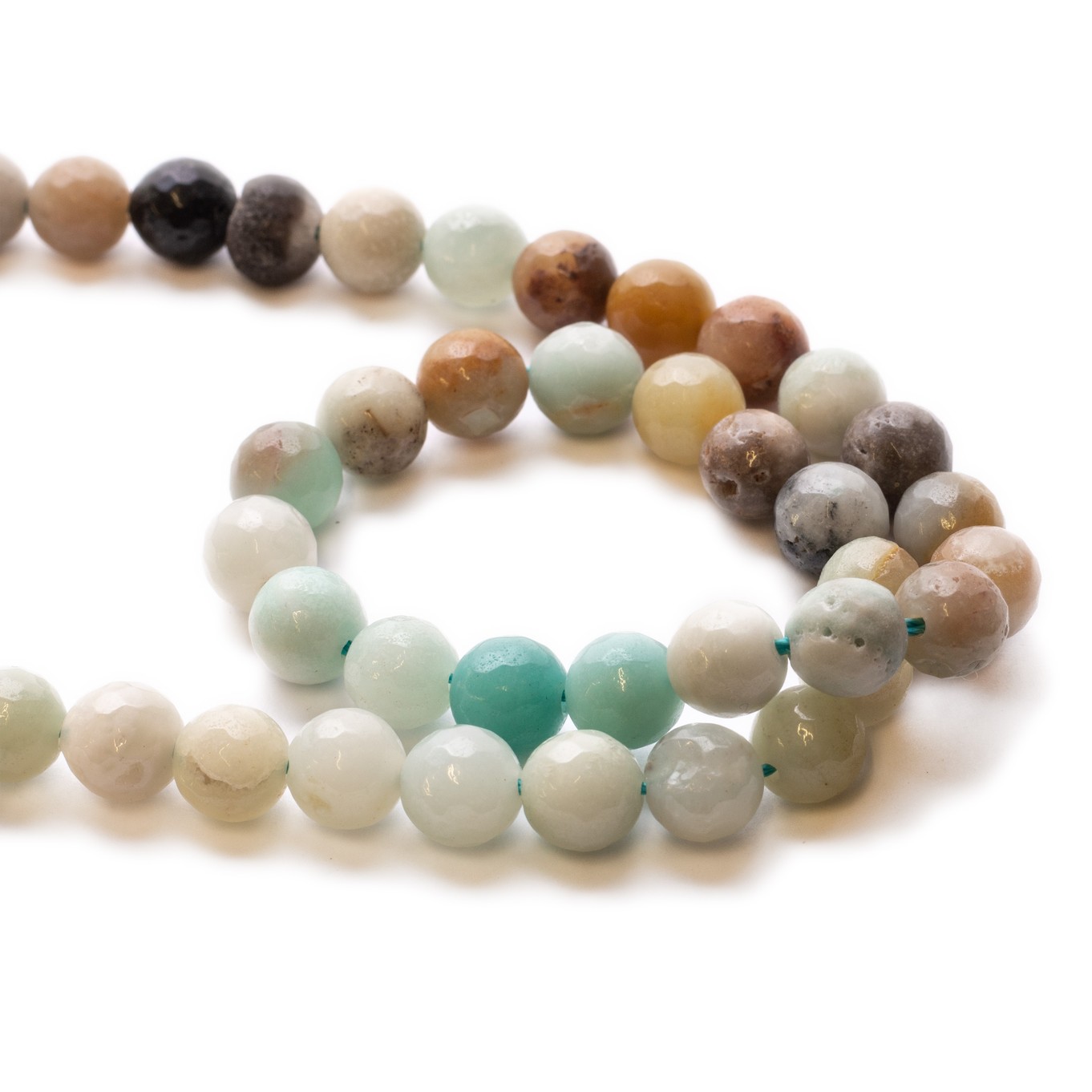 Multi-coloured Faceted Amazonite Round Beads - Various sizes