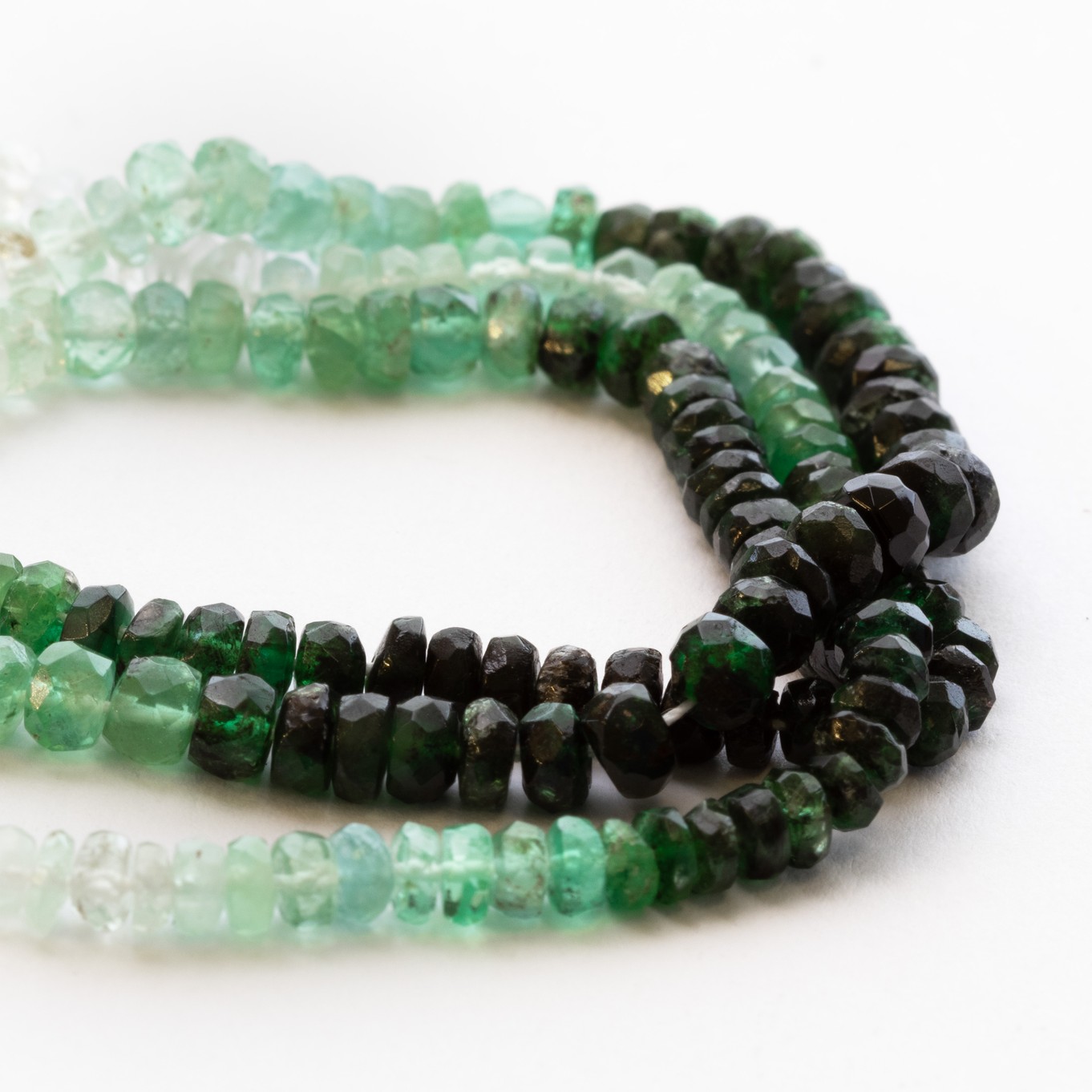 Emerald Ombre Faceted Rondelle Beads - Various lengths