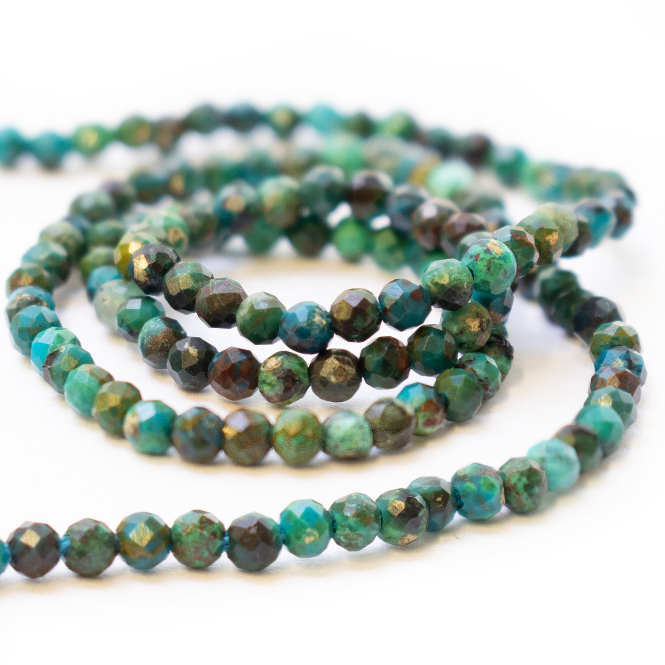 Chrysocolla Micro Faceted Round Beads - Approx From 1.5mm