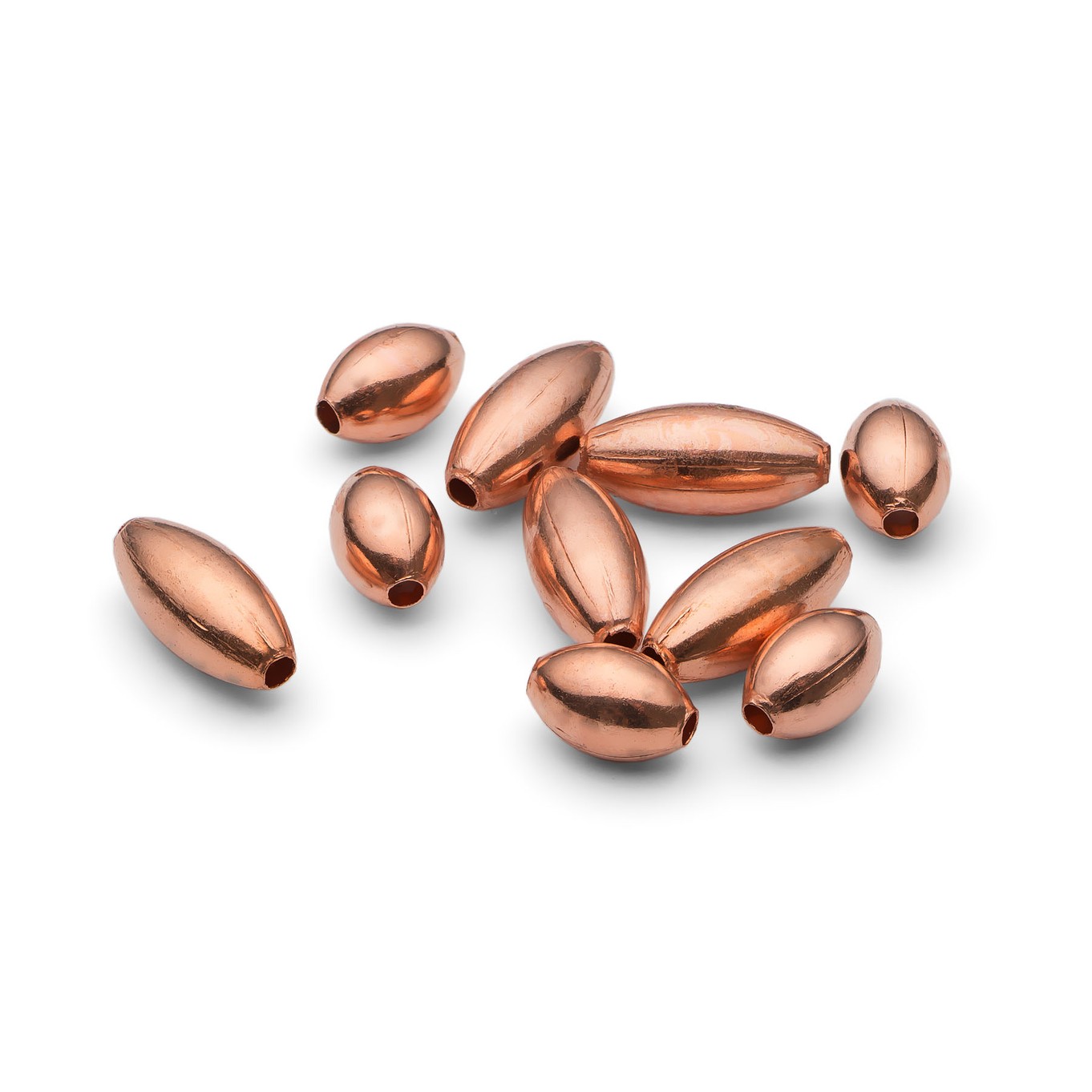 Plain Oval Copper Beads (Pack of 50)