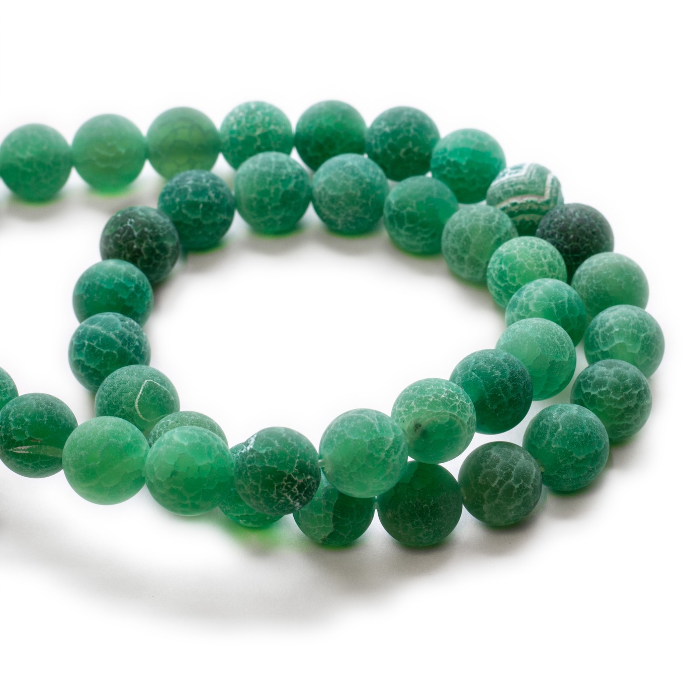 Sea Green Frosted Cracked Agate Round Beads - Various sizes