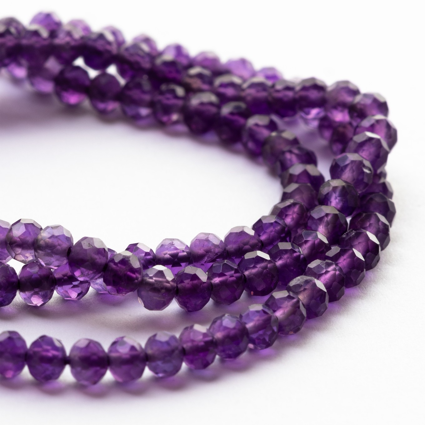 African Amethyst Faceted Rondelle Beads - Approx From 4x2.5mm