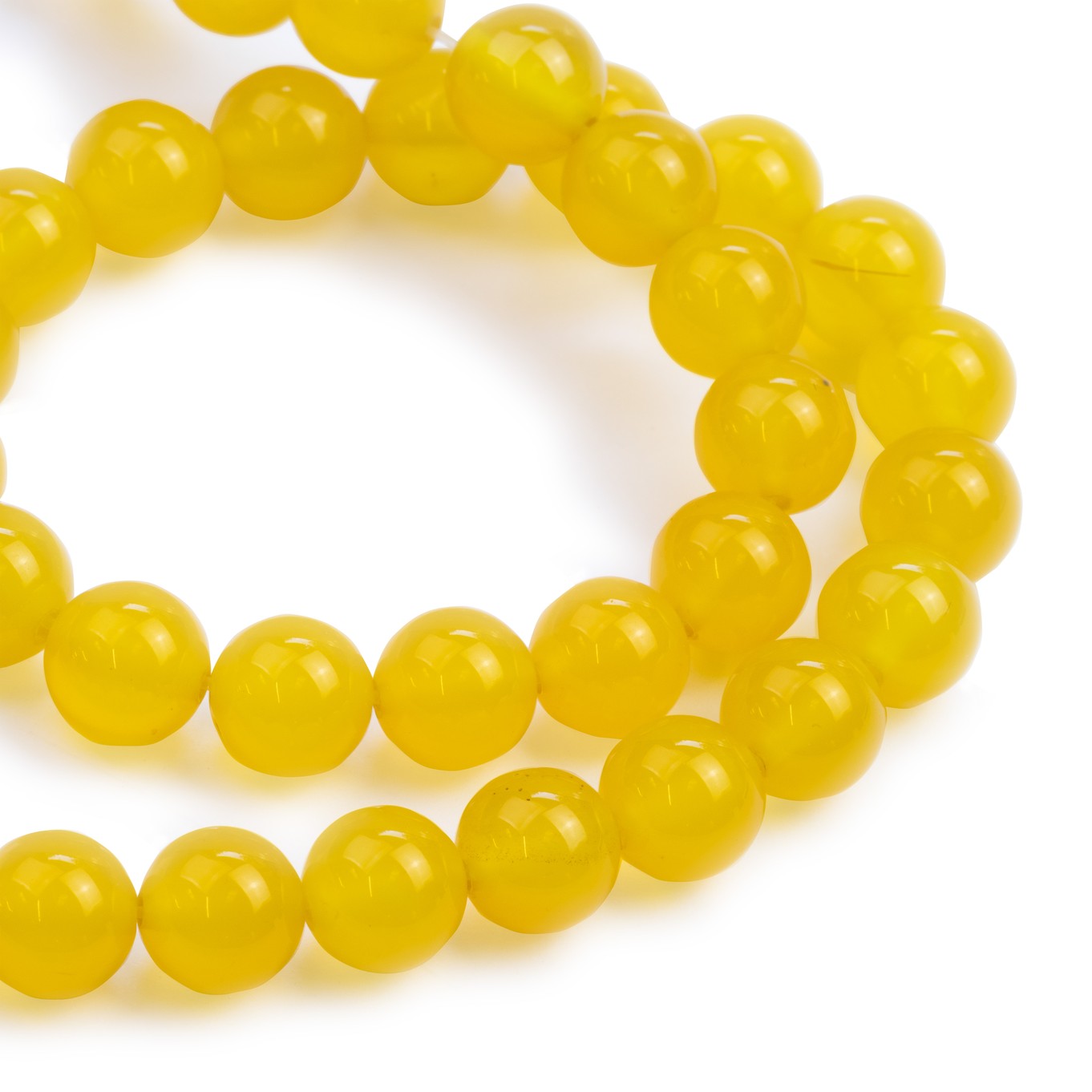 Yellow Agate Round Beads - Approx 8mm