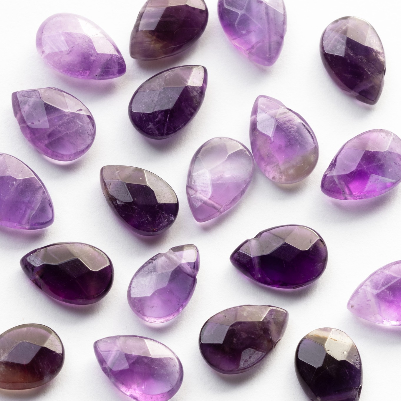 Amethyst Faceted Teardrop Briolette Beads - Approx from 11x7mm