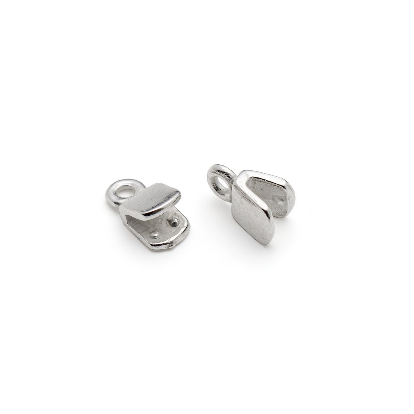 Silver Plated Pinch Style Cord Ends (Pair)