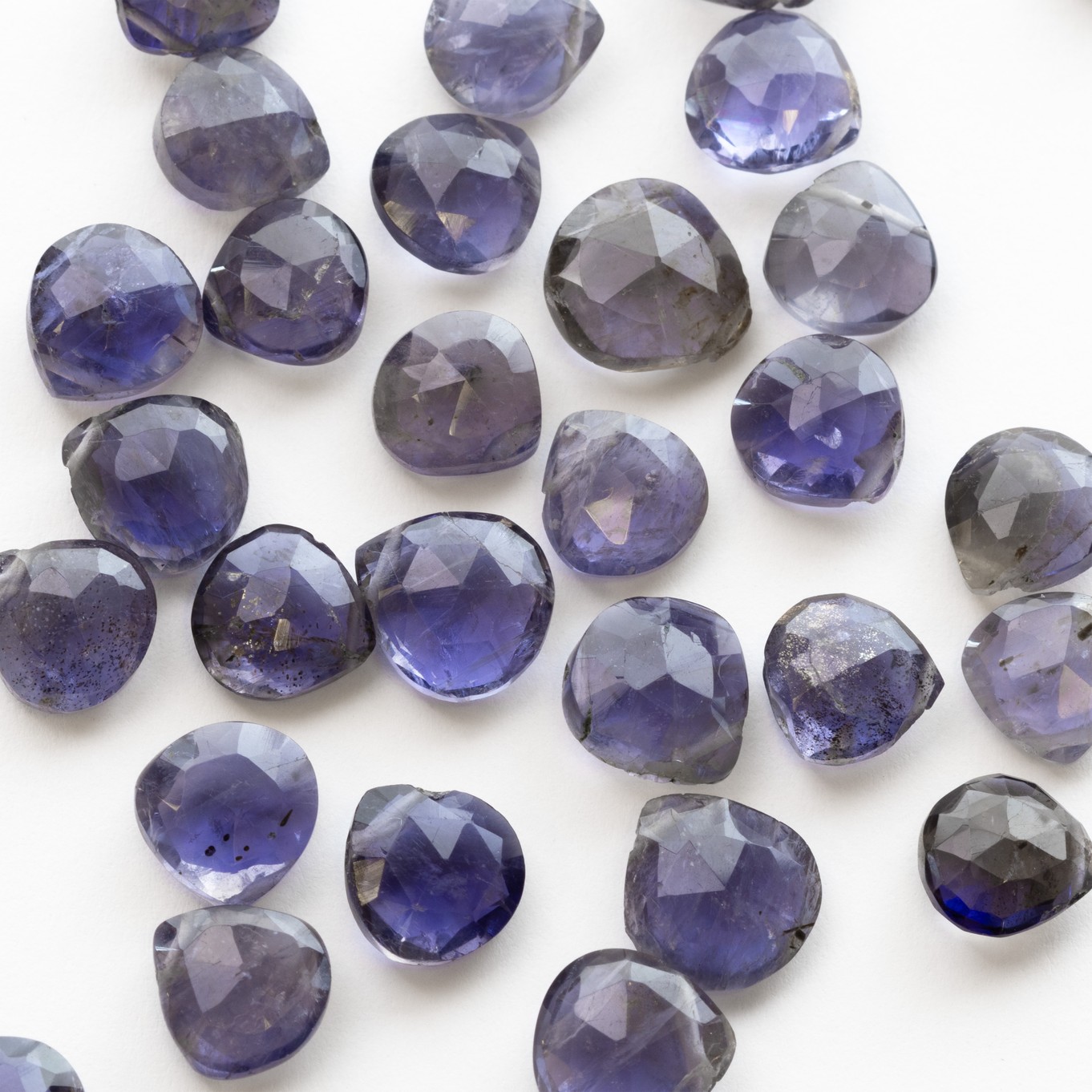 Iolite Faceted Heart Briolette Beads - Approx From 6mm