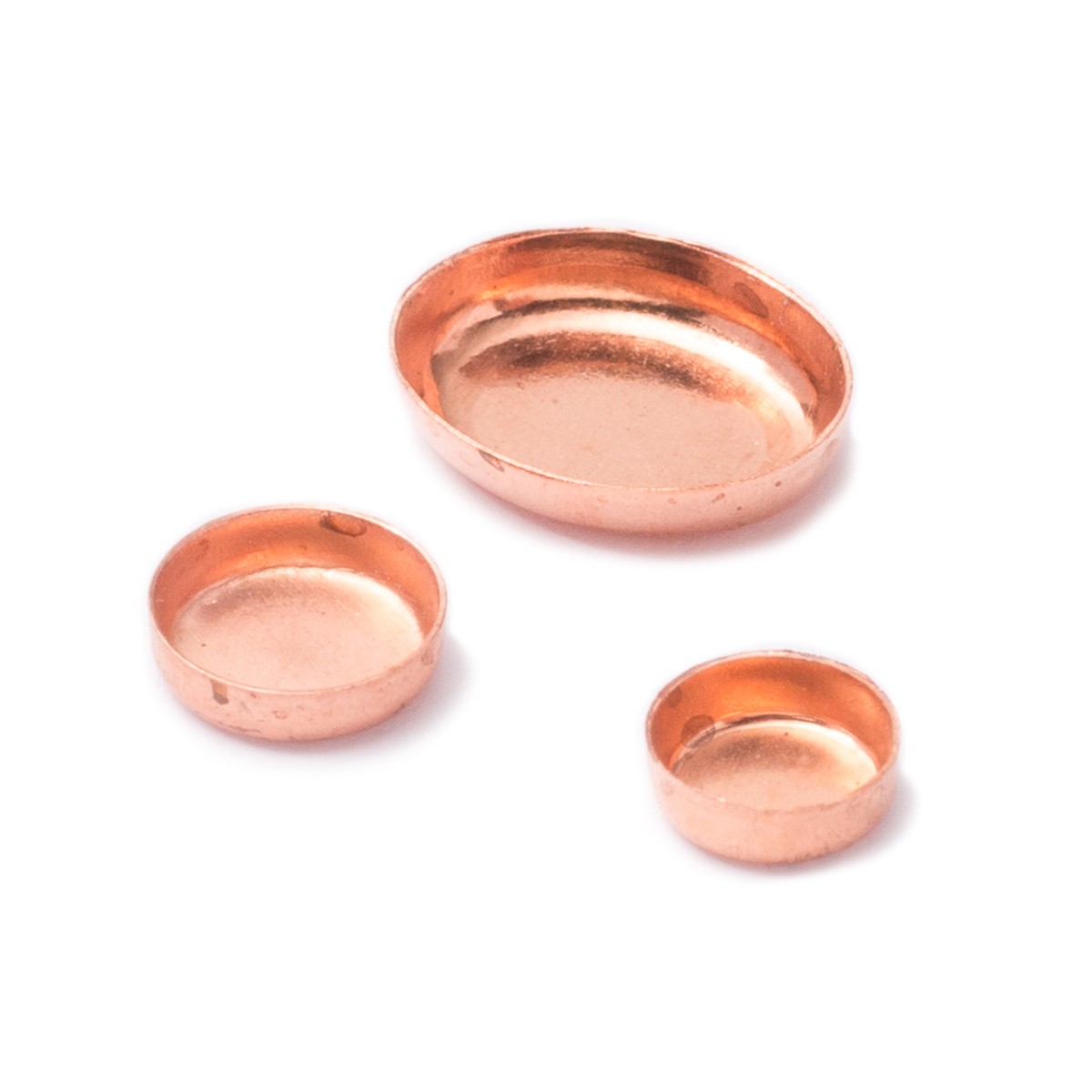 Copper Plain Edge Bezel Cups For Cabochon Stones, Approx 10x8mm