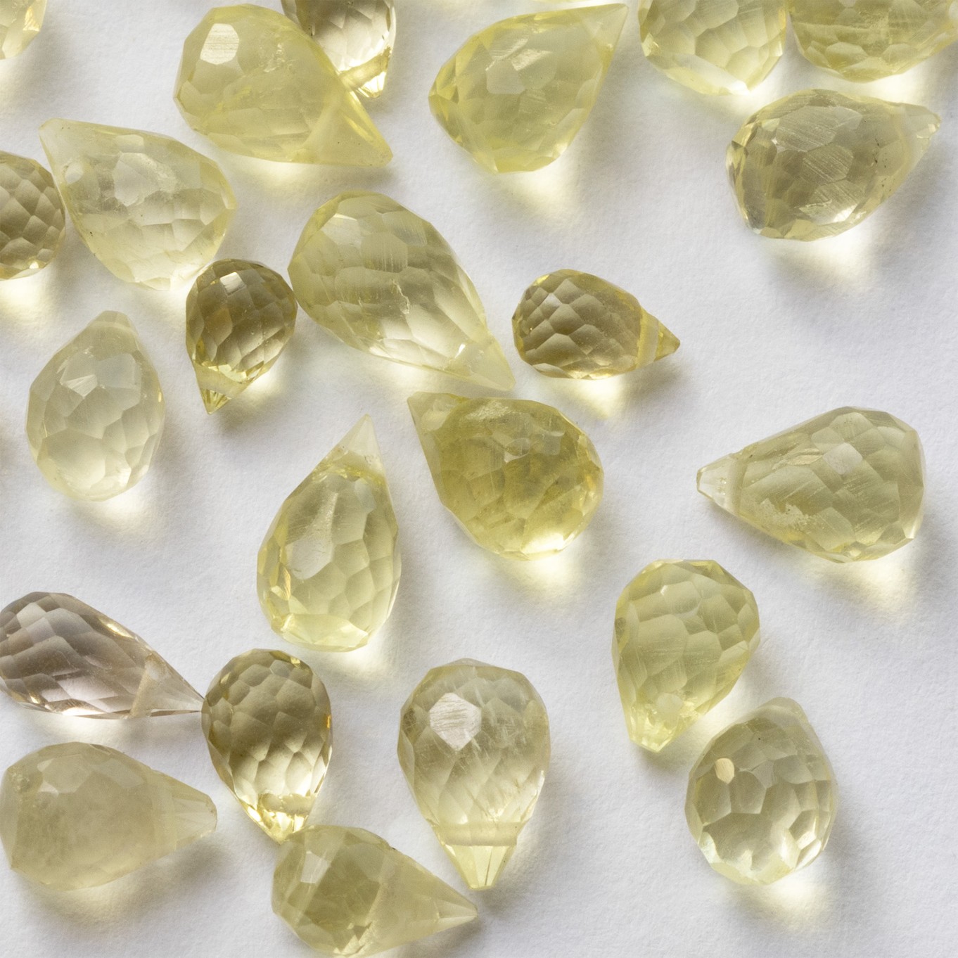 Lemon Quartz Faceted Drop Briolette Beads - Approx From 5mm, Pack Of 10 beads