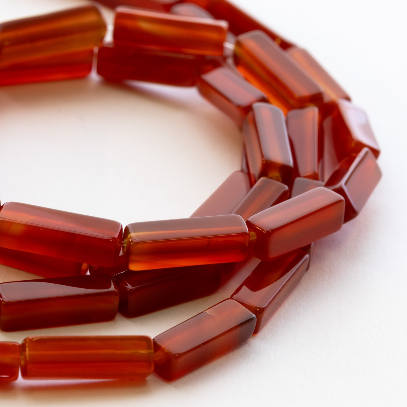 Carnelian Square Tube Beads - Approx 13x4mm