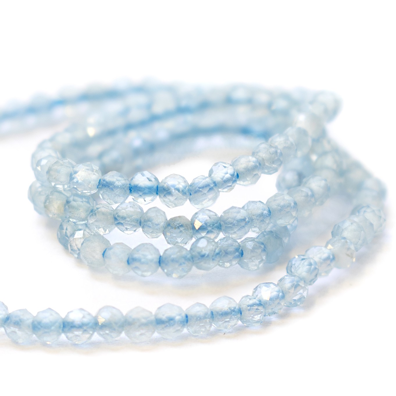 Aquamarine Micro Faceted Round Beads - Approx 1.8mm