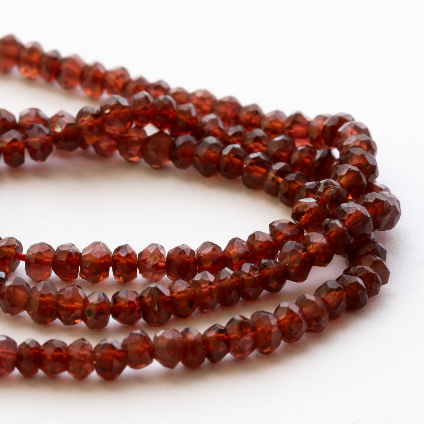 Garnet Faceted Rondelle Beads - Approx 3.5x2.5mm