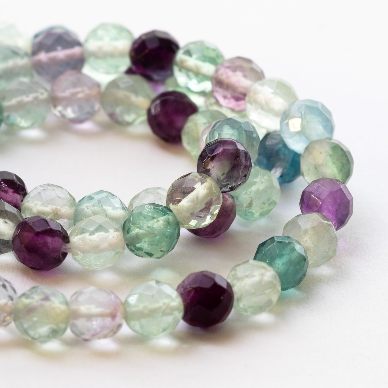 Rainbow Fluorite Faceted Beads - Approx 6mm