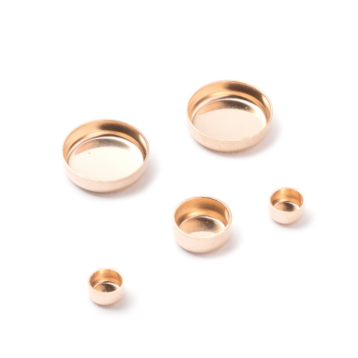 14ct Gold Plain Edge Round Bezel Cups For Cabochons