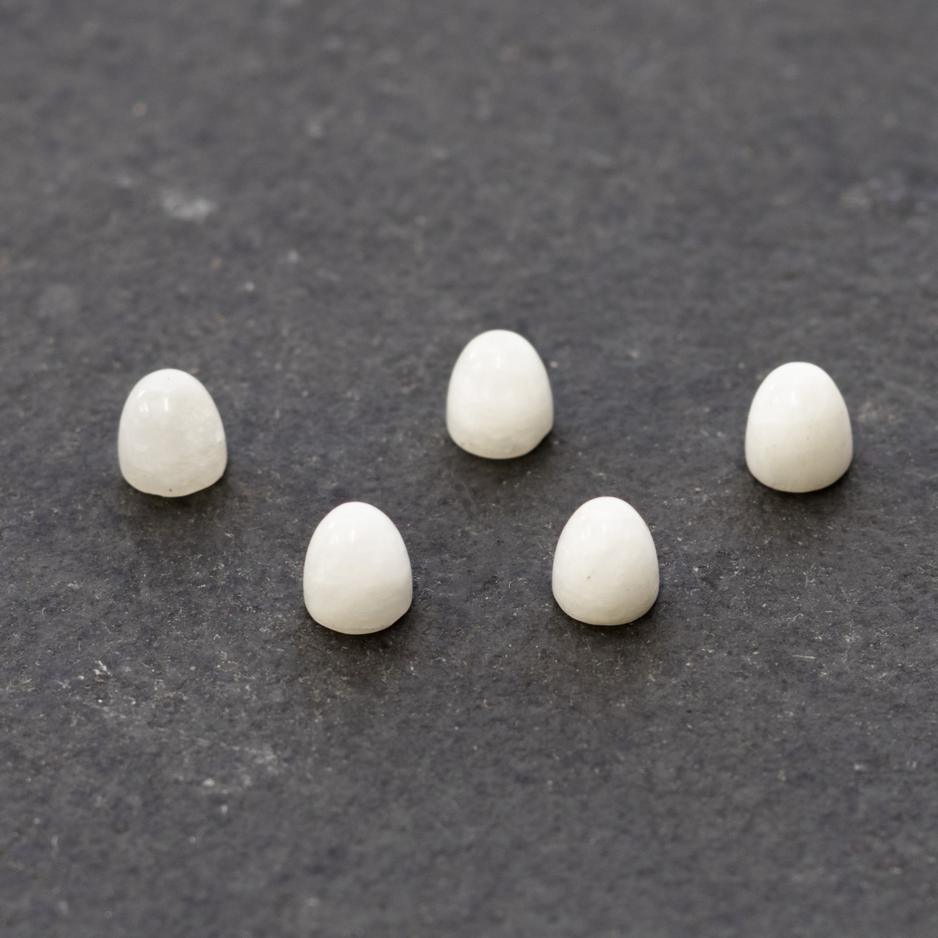 White Moonstone Bullet Shaped Cabochons, Approx 5mm