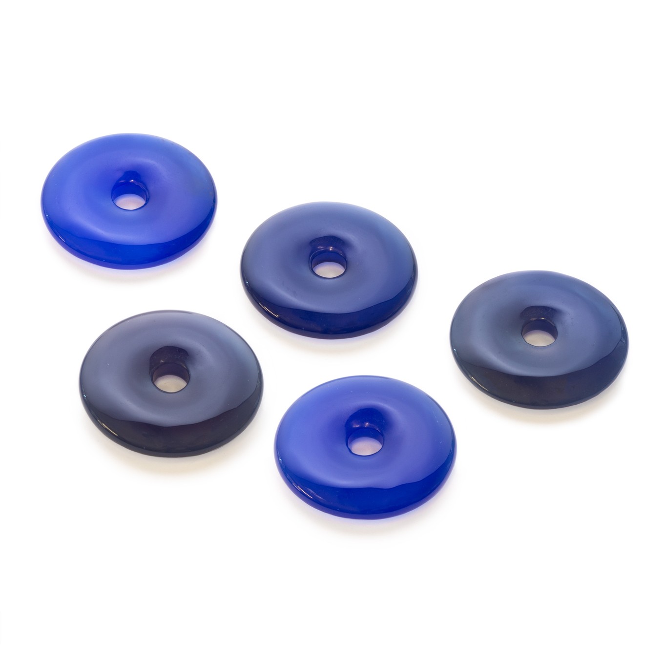 Blue Agate Gemstone Donut, Approx 25mm